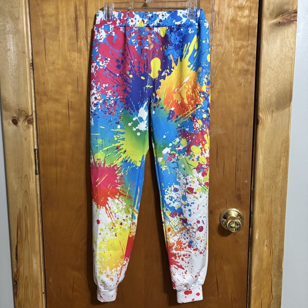 Tye Dye jogger Women's Small 29" Inseam White With Paint Spatter